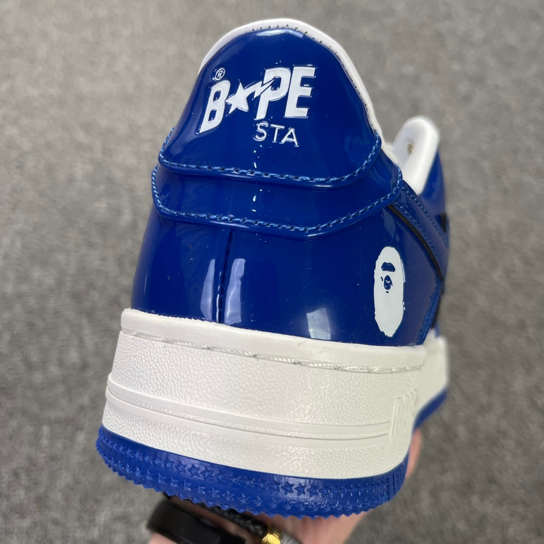 Bape STA Low Patent Leather White Blue