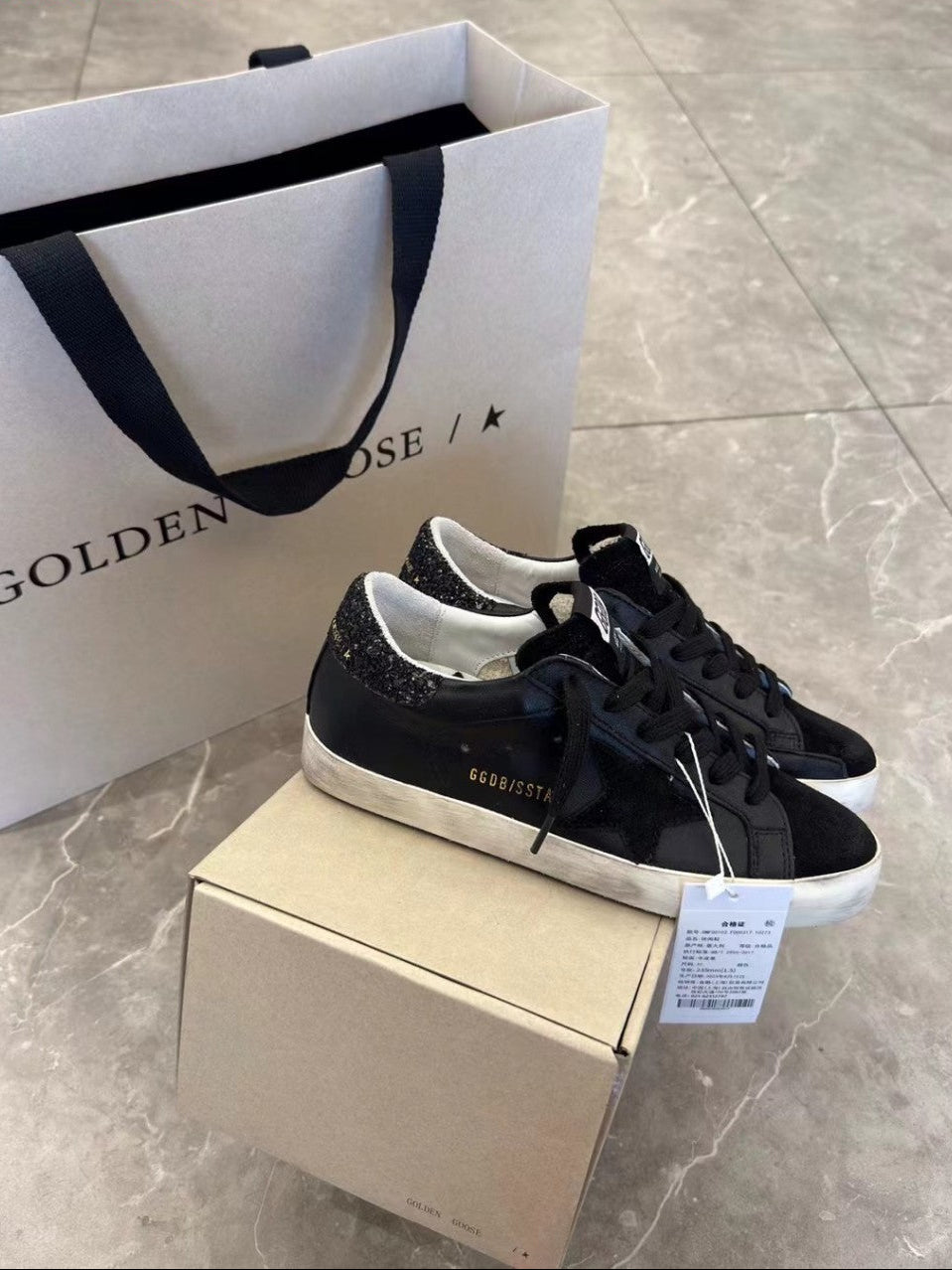 GDGS Superstar Full Pure Black Lether Shine Black