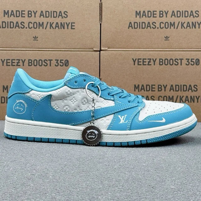 AJ1 Low x LV xTravis Scott x Fragment Design White And Blue