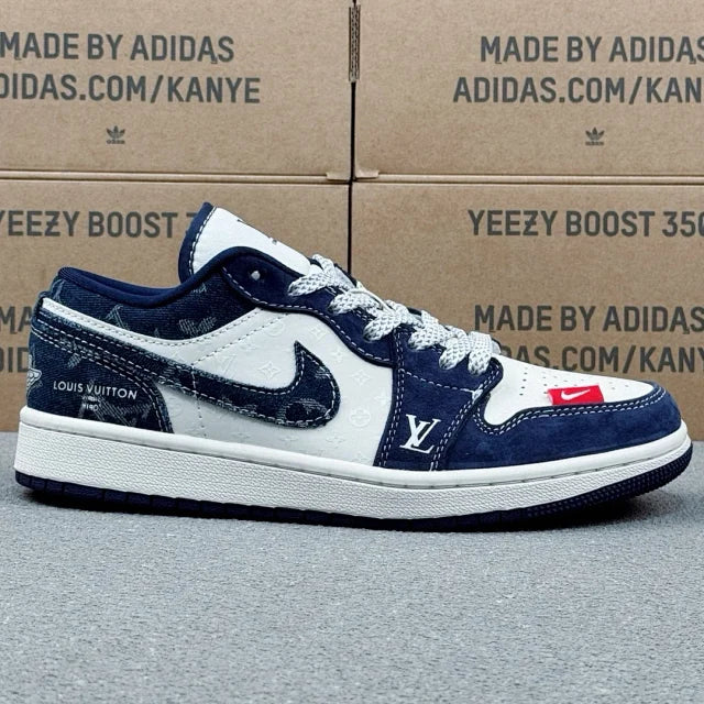 AJ1 Low x LV White and Blue