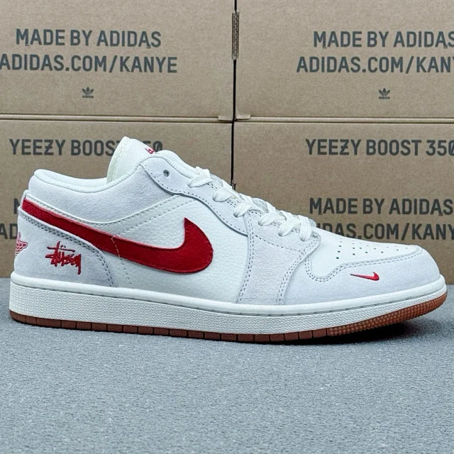 AJ1 Low x Stussy Red And White