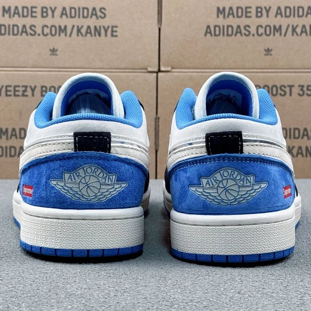 AJ1 Low x Supreme Blue Black And White