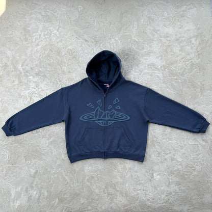 zip up hoodie -deep navy