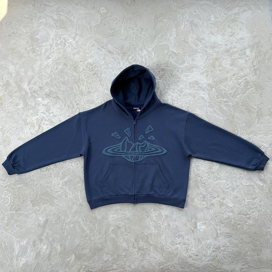 zip up hoodie -deep navy