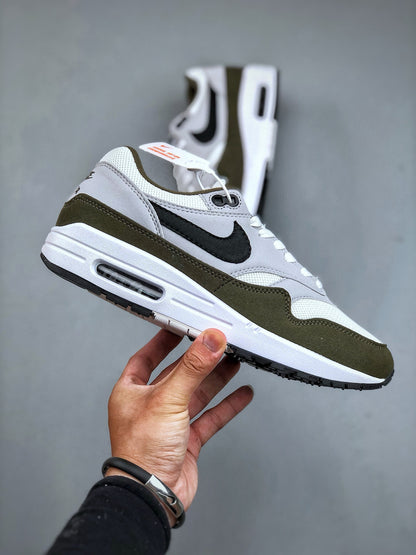 Air Max 1 White Black Medium Olive