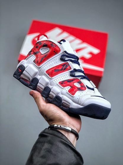 Uptempo Red Navy Camo