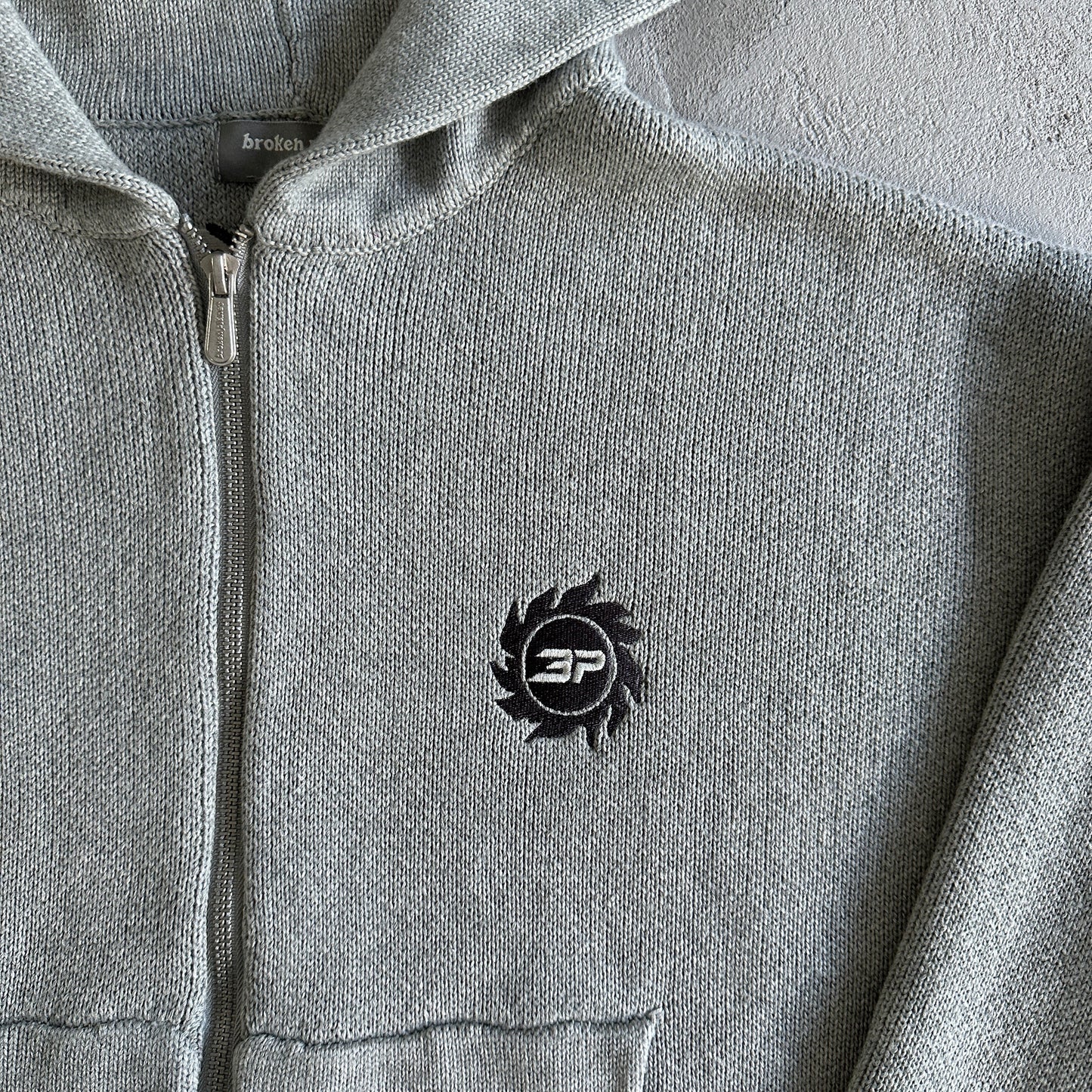 bpm knit zip up hoodie -grey