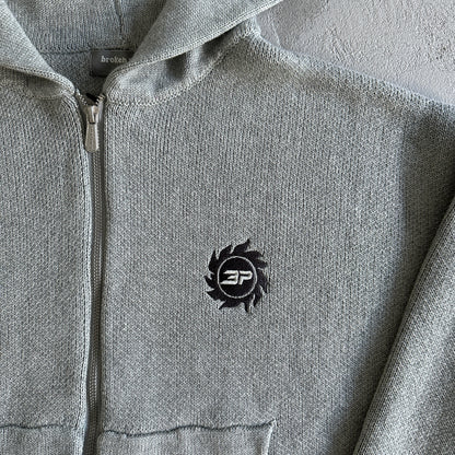 bpm knit zip up hoodie -grey