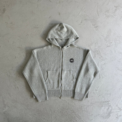 bpm knit zip up hoodie -grey