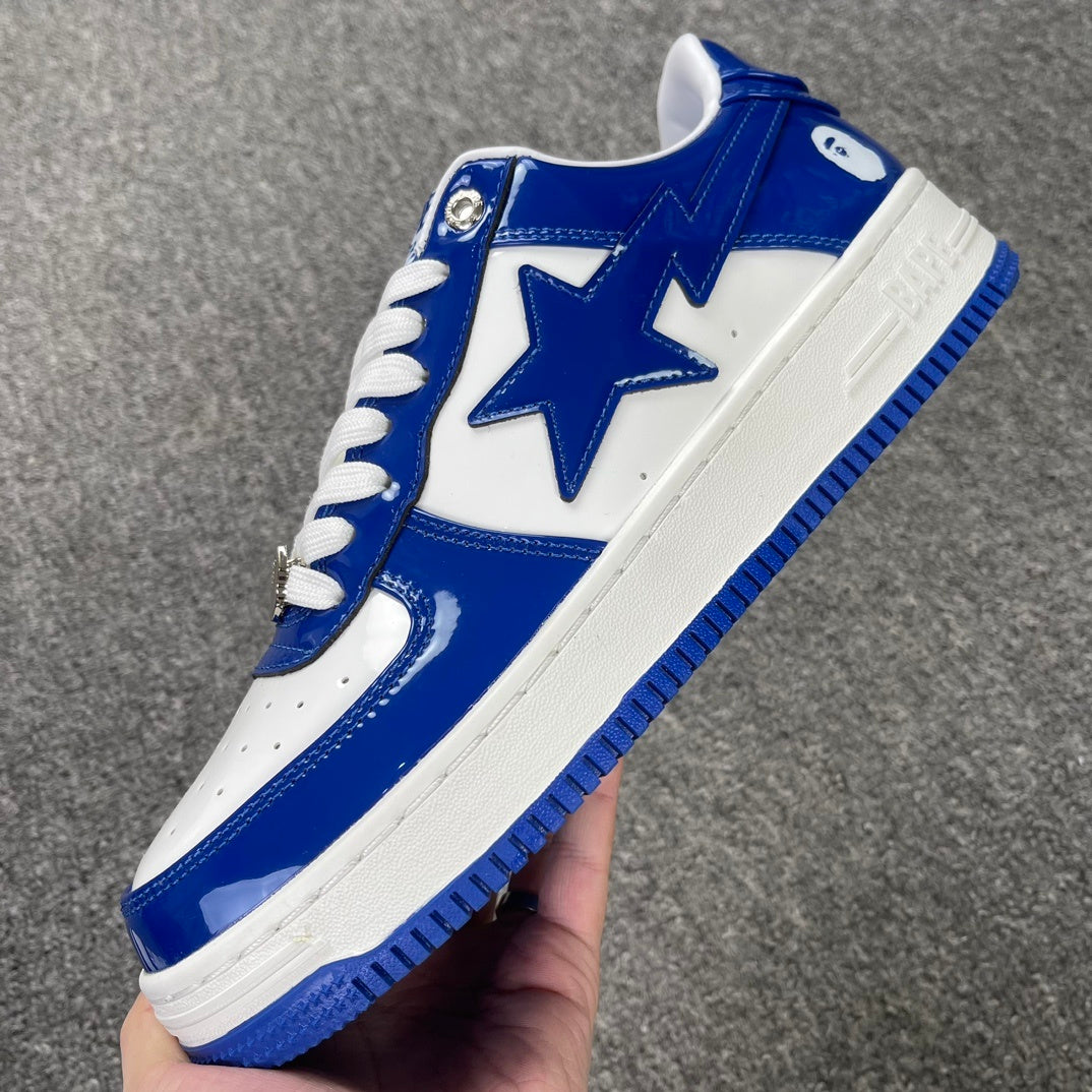 Bape STA Low Patent Leather White Blue