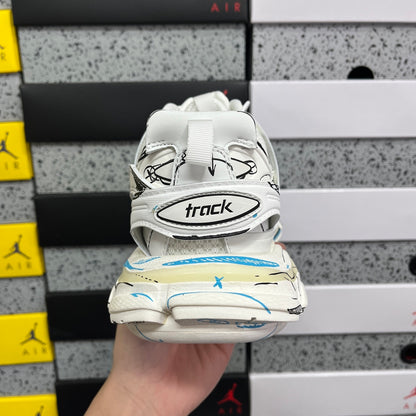BLG Track White Blue Mesh and Nylon Graffiti