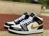 AJ1 MID Patent Black White Gold
