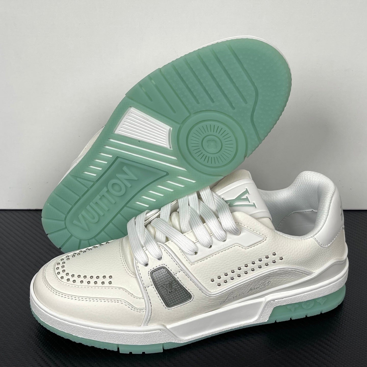 Trainer White and Mint Green