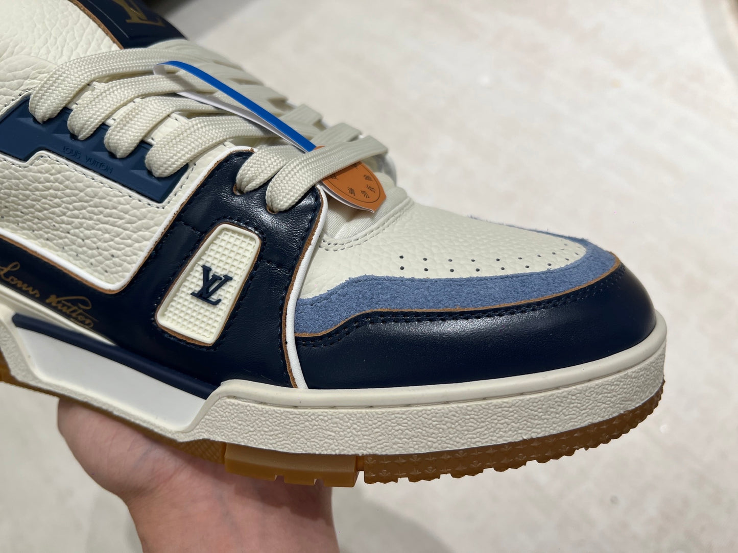 Trainer White and Navy Blue