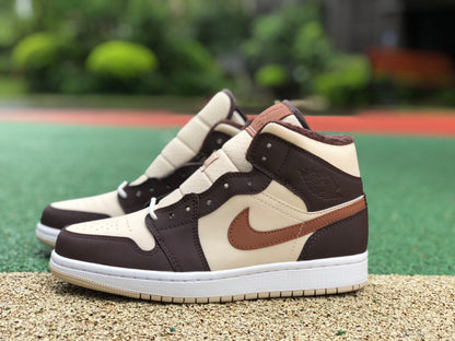 AJ1 MID Brown Basalt Oatmea