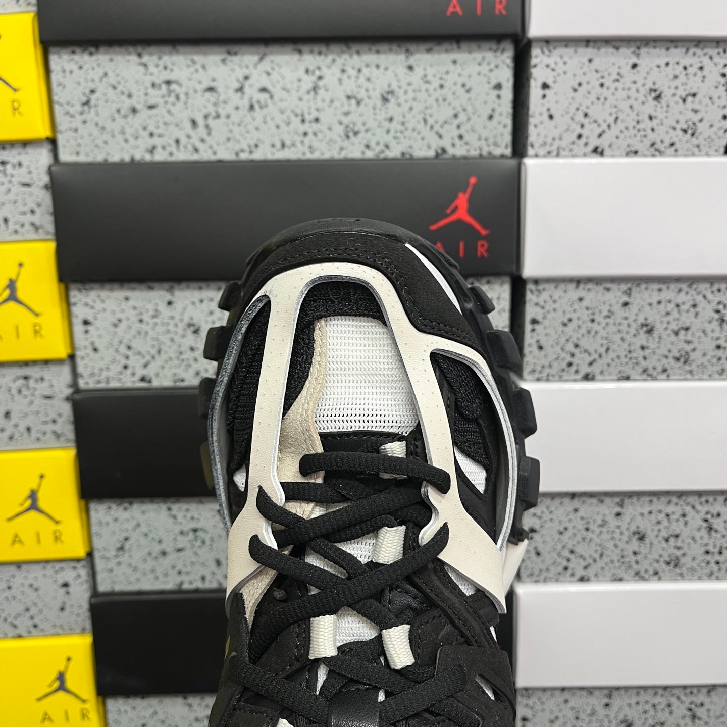 BLG Track Grey Black and White Mesh and Suede Like Fabric