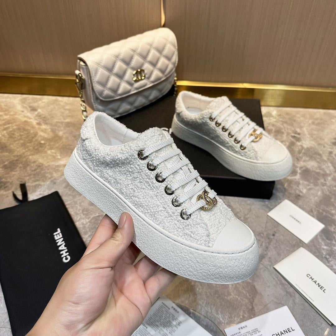 Chanel Tweed CC White