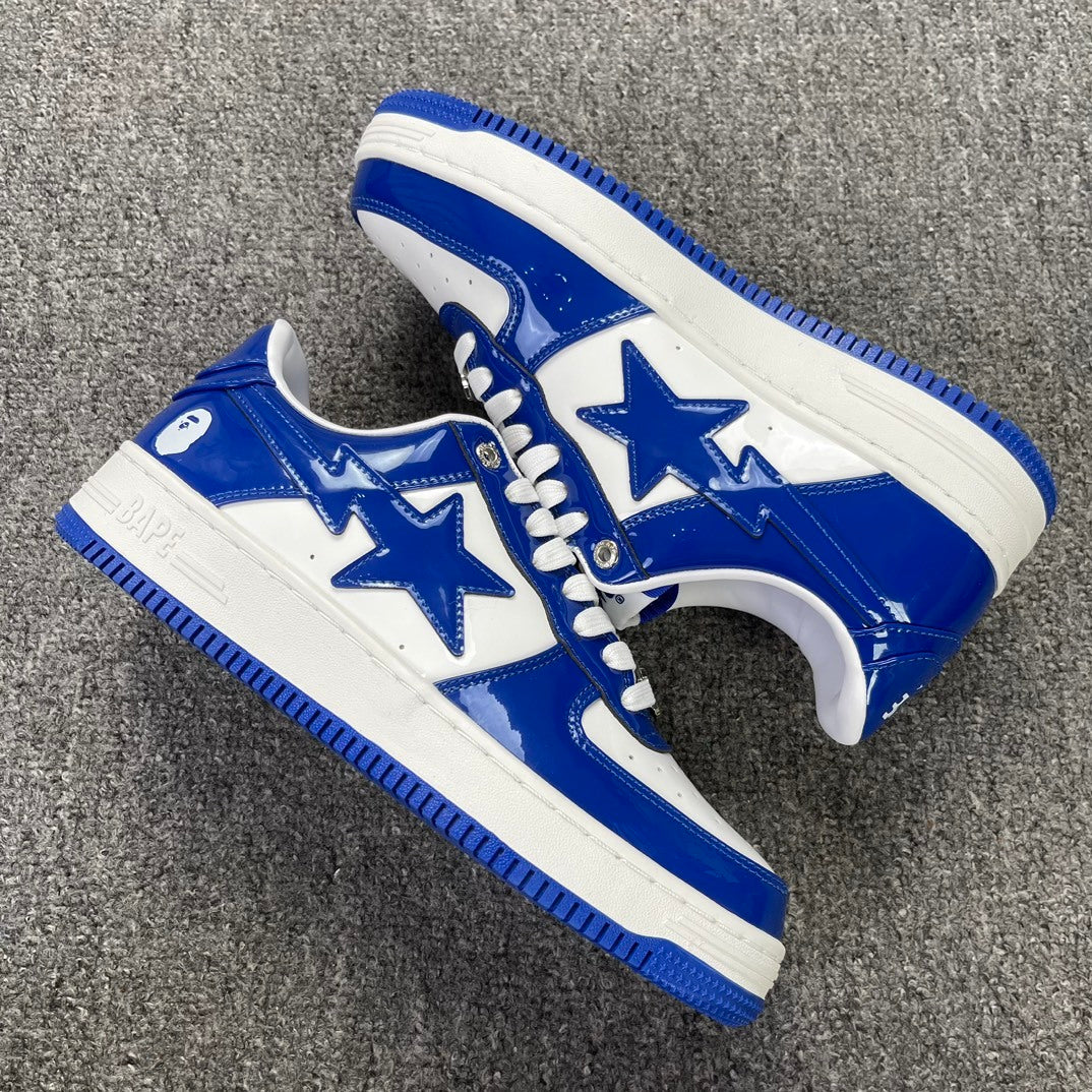 Bape STA Low Patent Leather White Blue