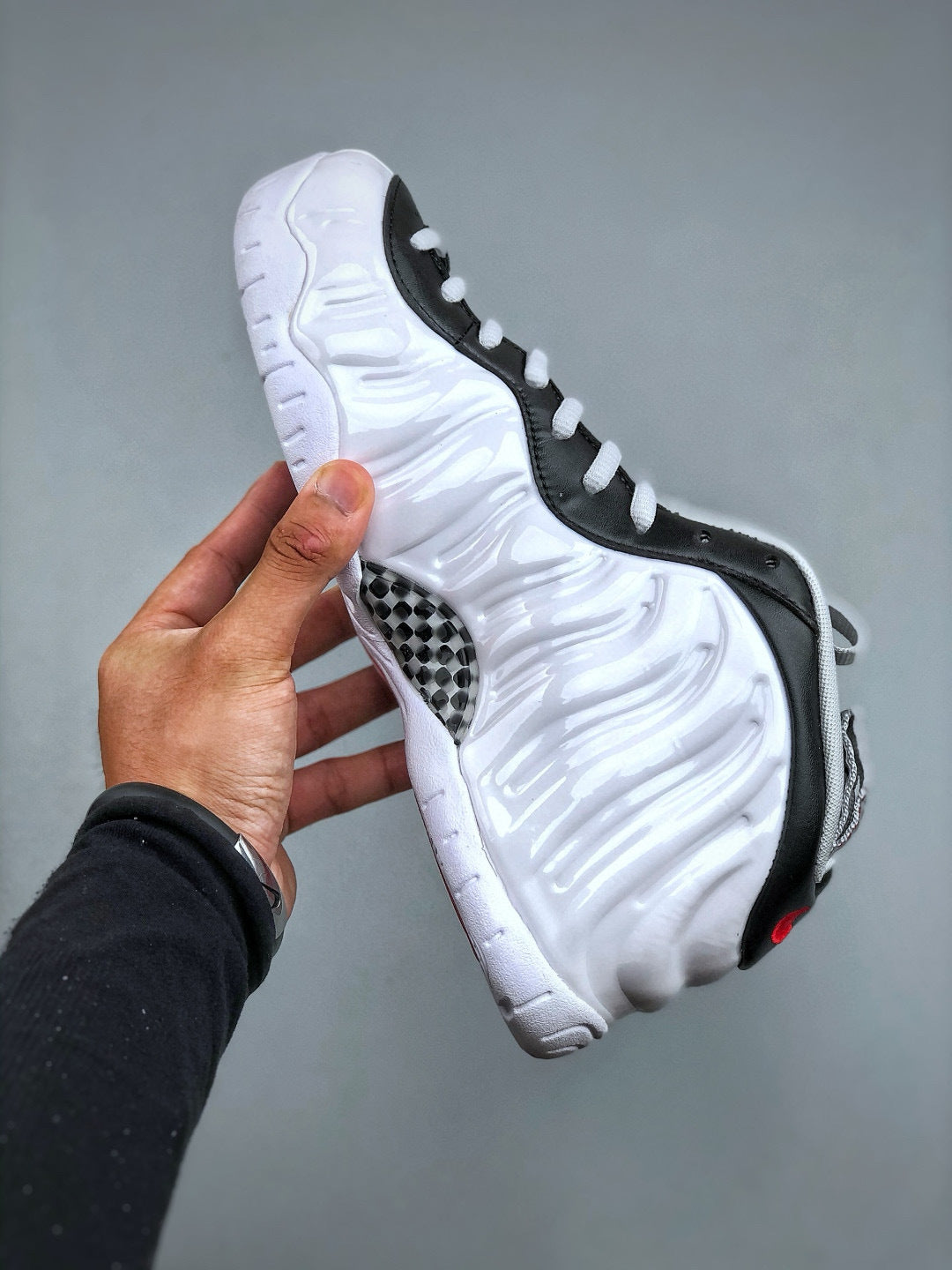 Foamposite White Black University Red
