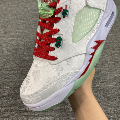 AJ 5 Low  Clot co branded white silk