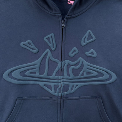 zip up hoodie -deep navy