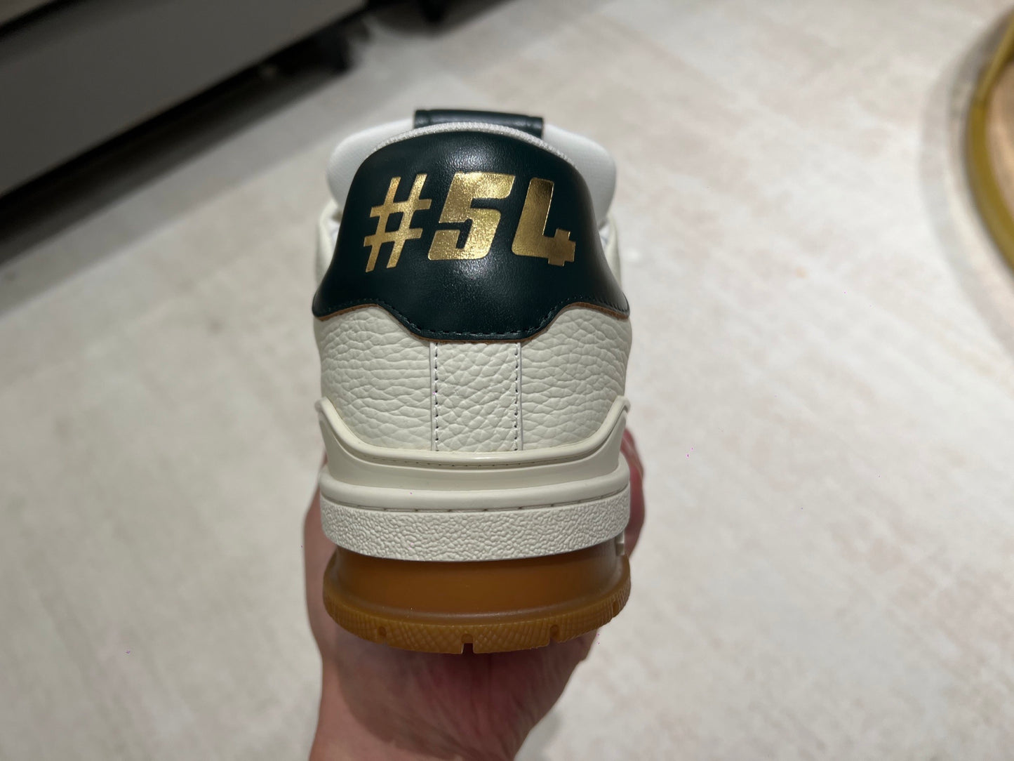 Trainer White and Dark Green