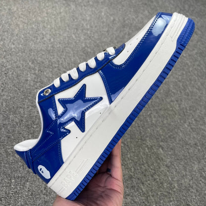 Bape STA Low Patent Leather White Blue