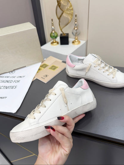 GDGS Superstar Pink Back Silver Shine White Lether Laces