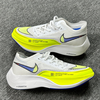 ZoomX Vaporfly Next% 2 White Volt Racer Blue