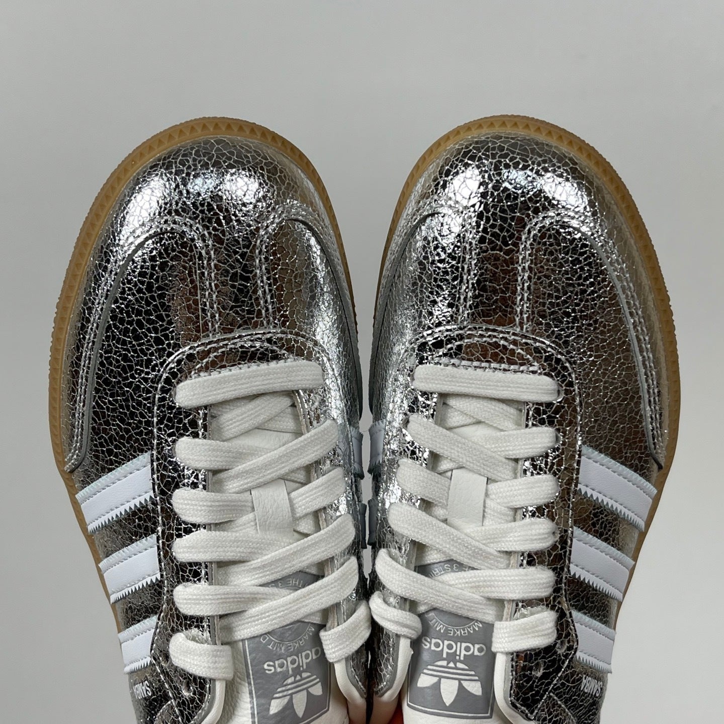 Samba  OG Silver Metallic Cracked Leather