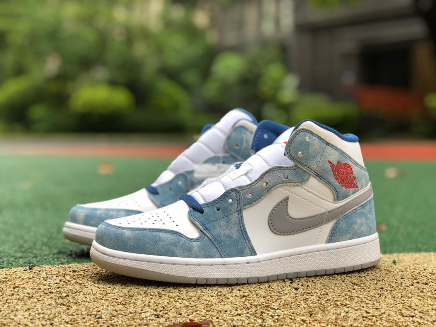 AJ1 MID French Blue Fire Red