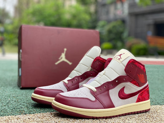 AJ1 MID Tiki Leaf Team Red