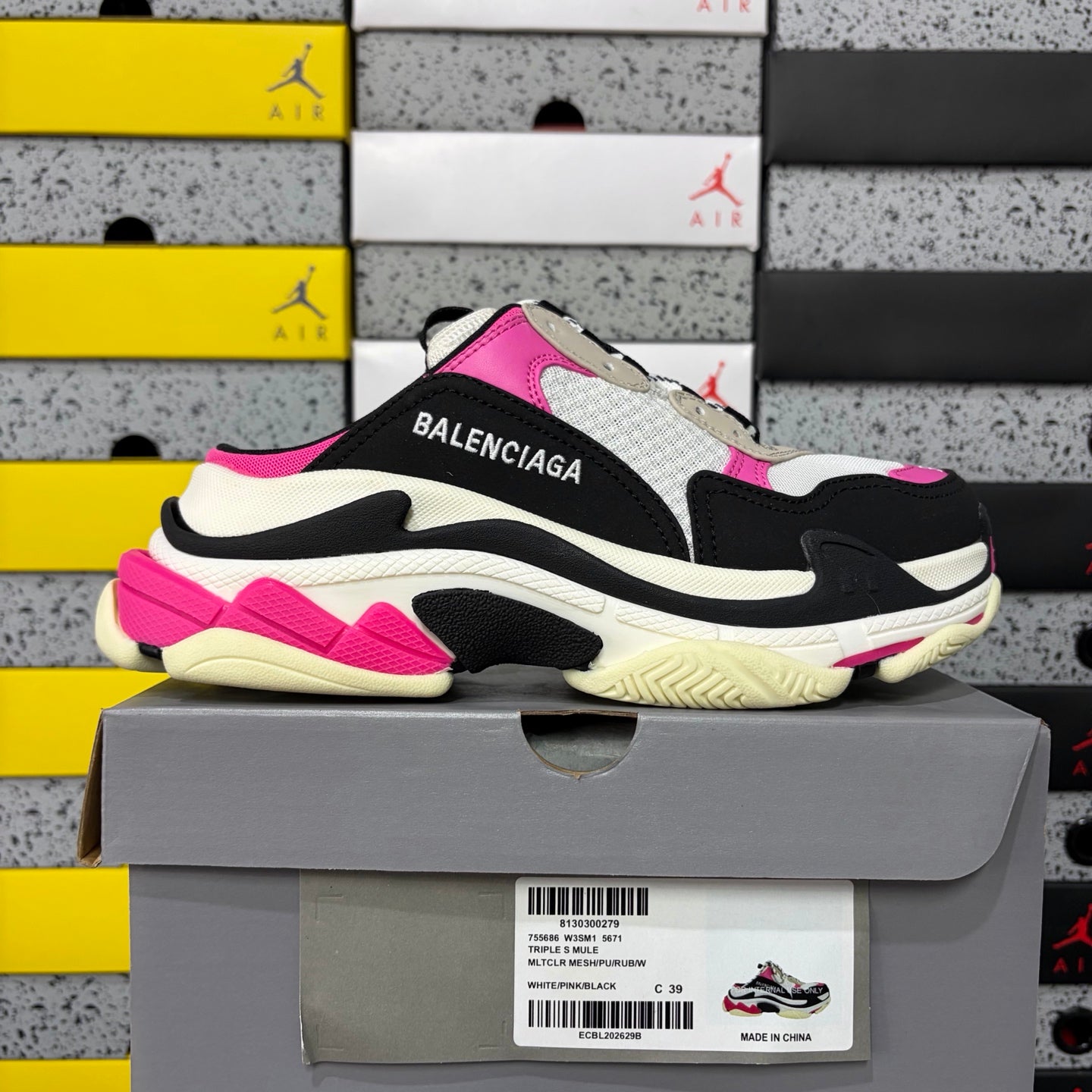 BLG Triple S Mule White/Black/Pink