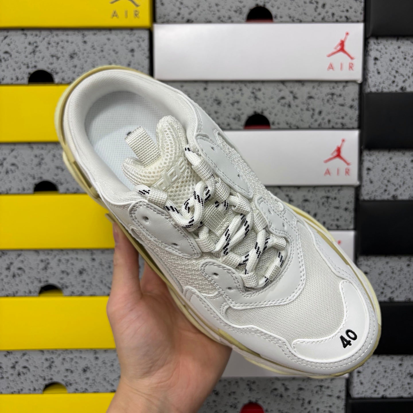 BLG Triple S Mule White/Beige