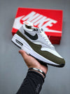 Air Max 1 White Black Medium Olive