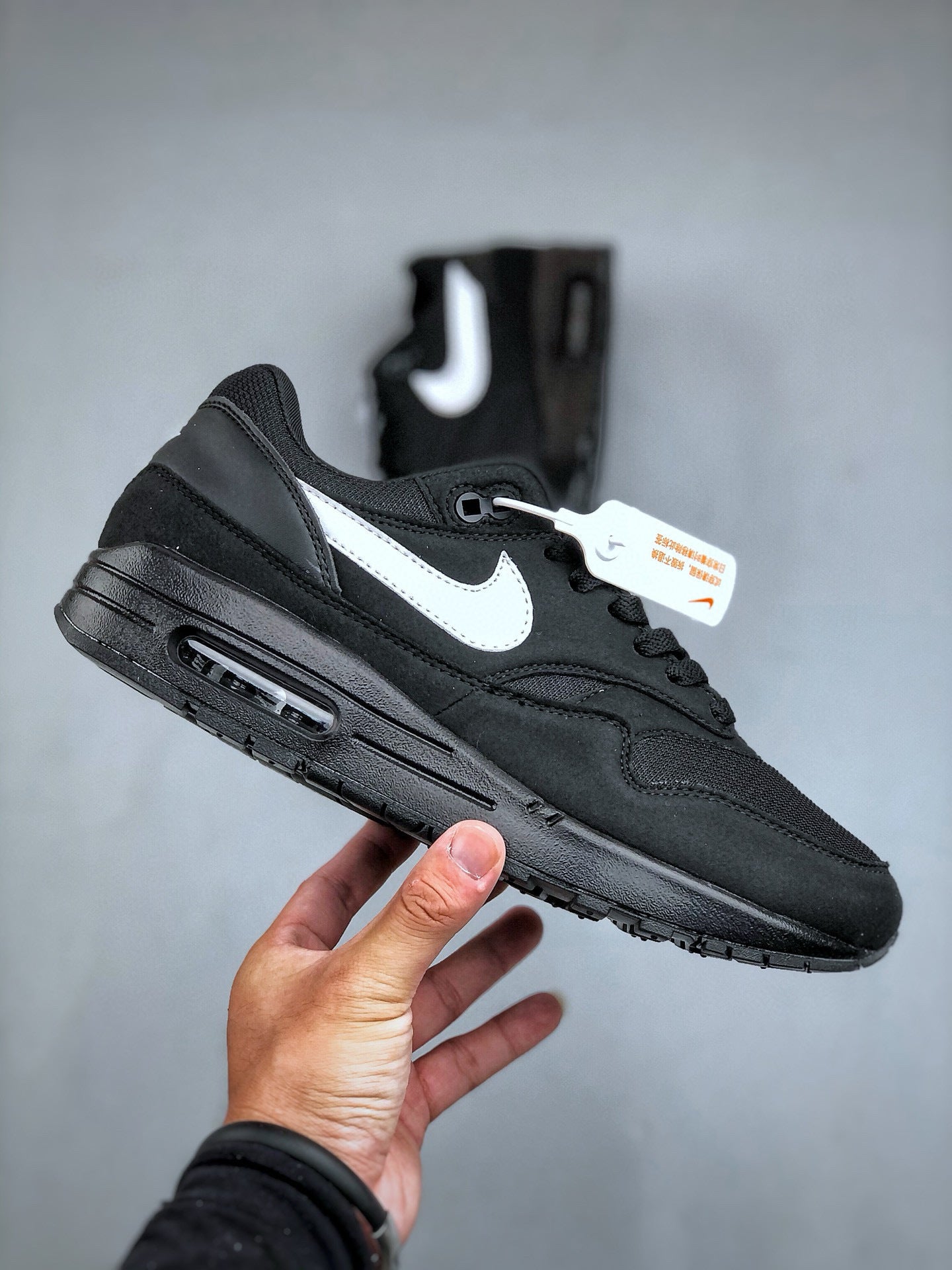 Air Max 1 Black White Swoosh