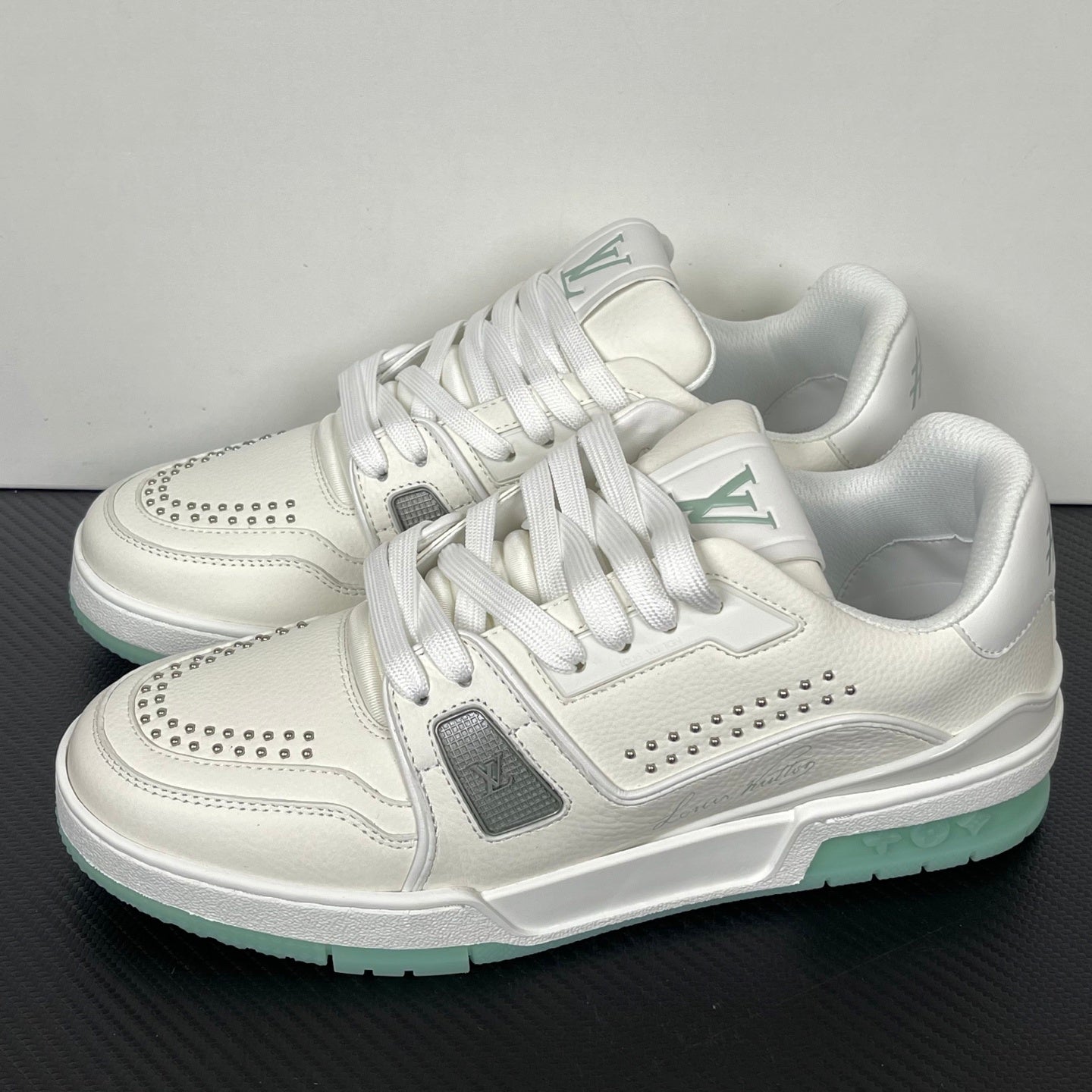 Trainer White and Mint Green