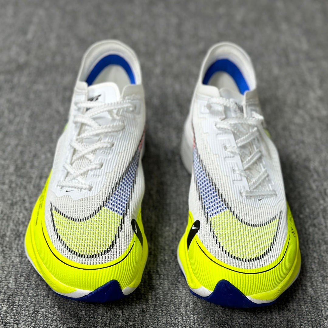 ZoomX Vaporfly Next% 2 White Volt Racer Blue