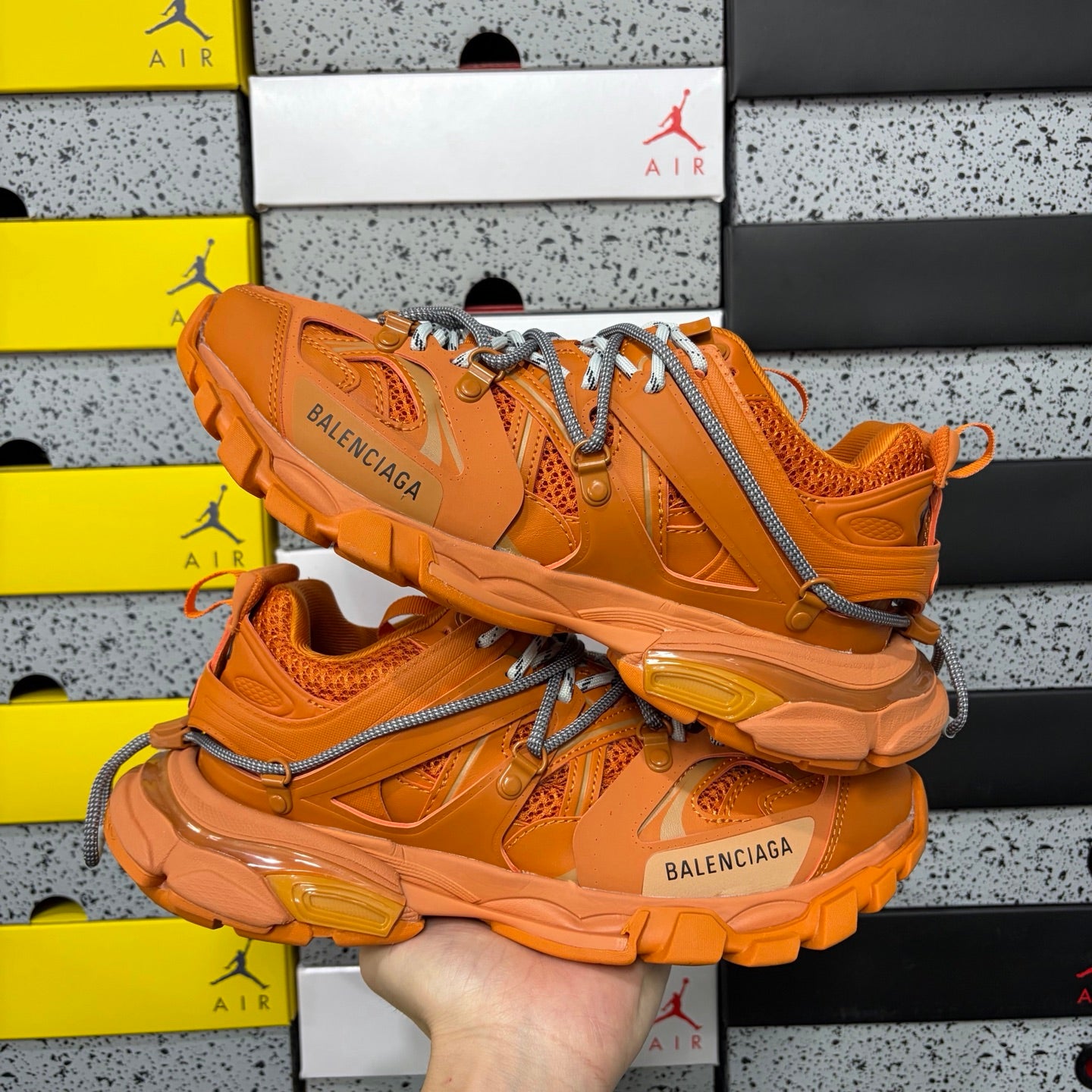 BLG Track Trail Laces Black Orange/grey