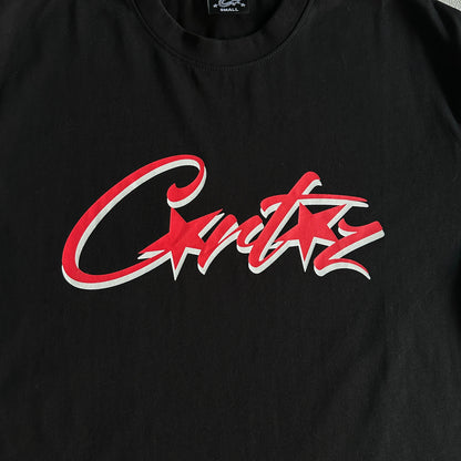 C Star red and white Tee Black