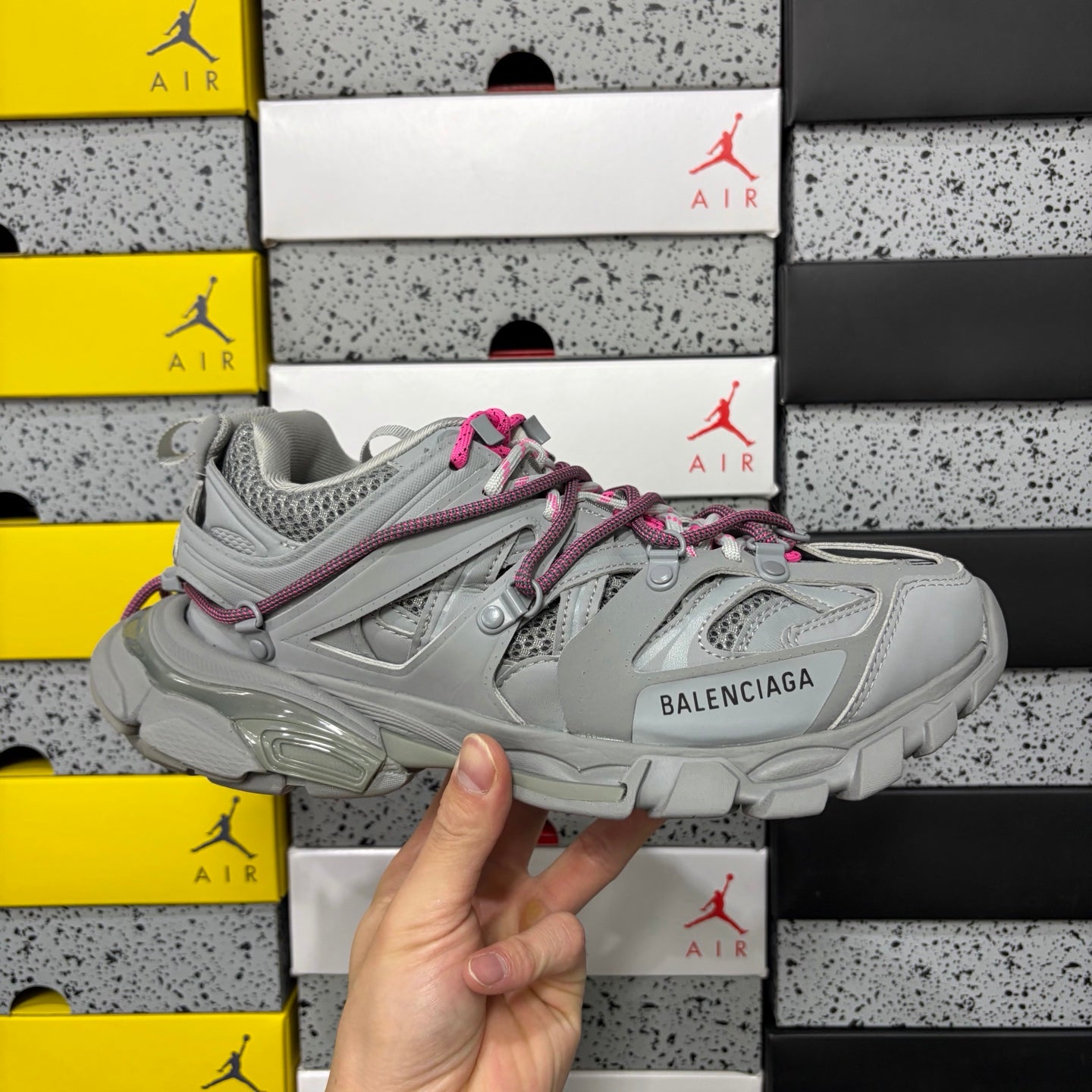 BLG Track Trail Laces Grey Pink