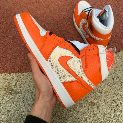 AJ1 High White Buckle Broken Stars