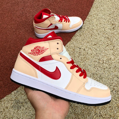 AJ1 MID Mid Light Curry Cardinal
