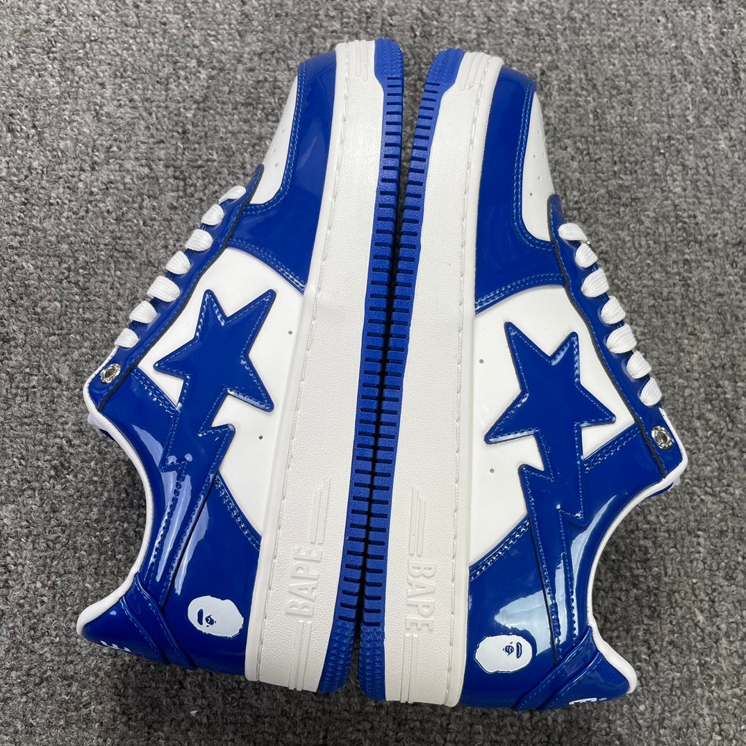 Bape STA Low Patent Leather White Blue