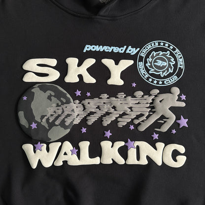 sky walking hoodie -black