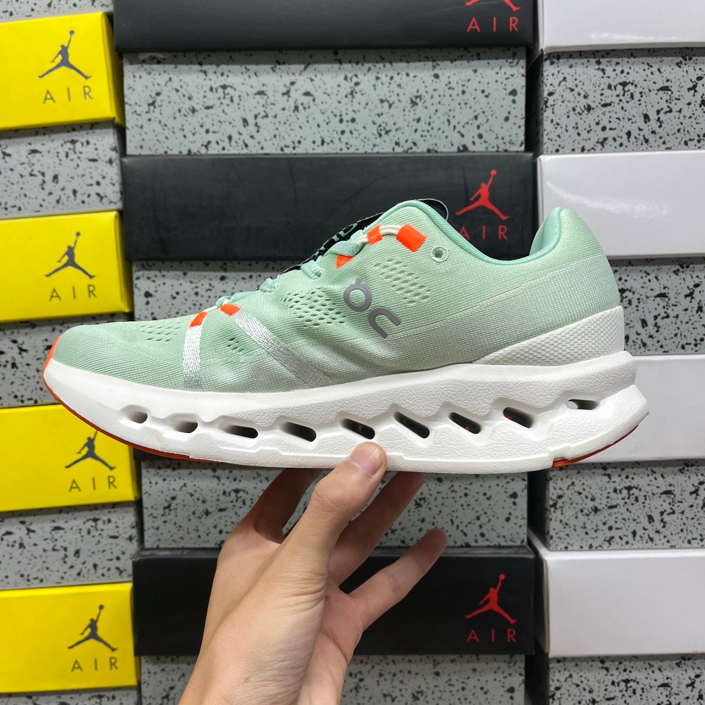 On Cloudsurfer Green White