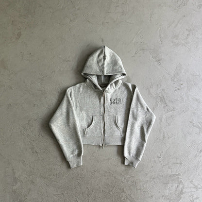 BPM Women's basics cropped zip up hoodie
