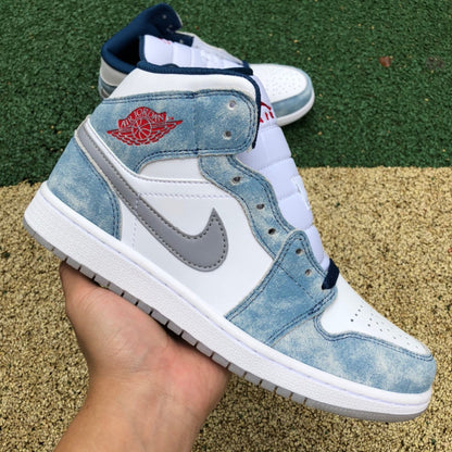 AJ1 MID French Blue Fire Red
