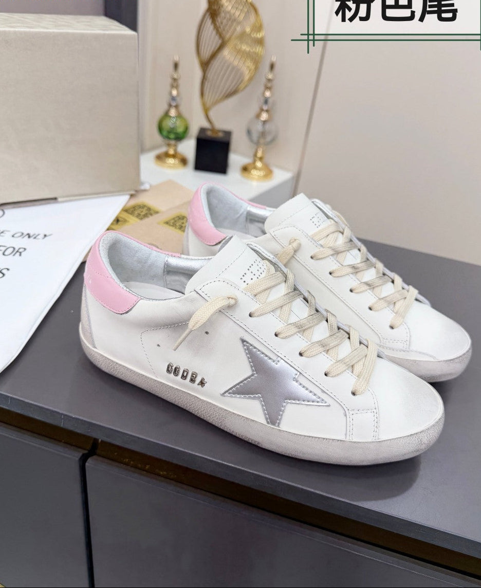GDGS Superstar Pink Back Silver Shine White Lether Laces