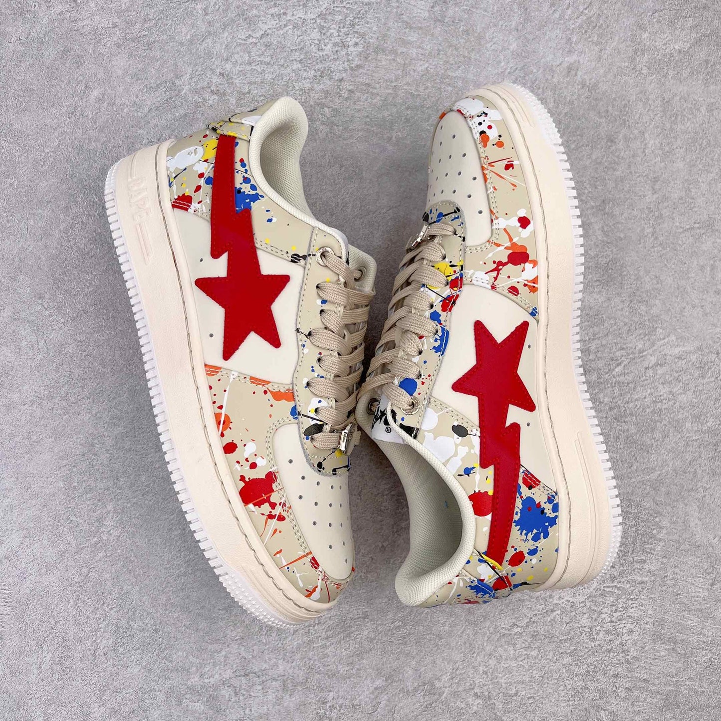 Bape STA Low Paint Splatter - Ivory